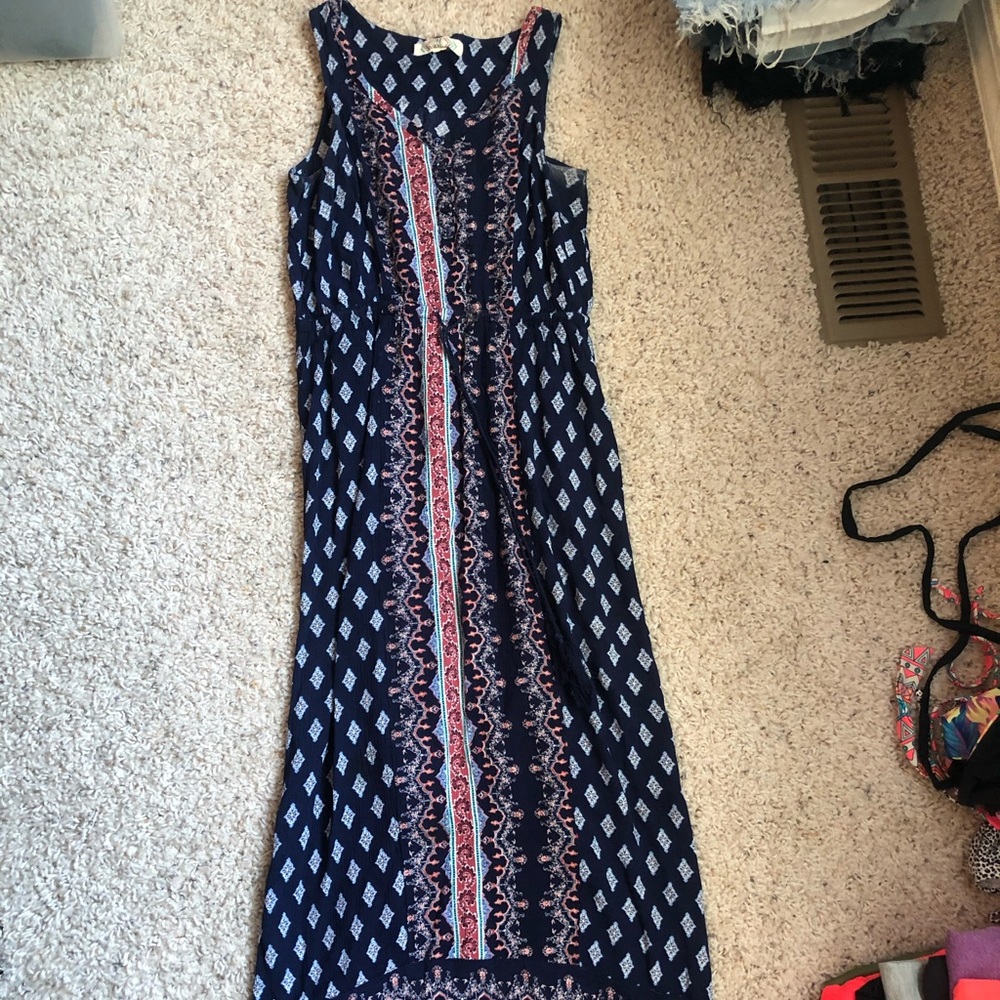 Blue patterned maxi dress